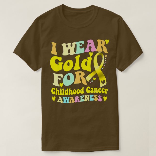 Camiseta Eu Visto Dourado Para A Fita De Consciência Do Can (Frente do Design)