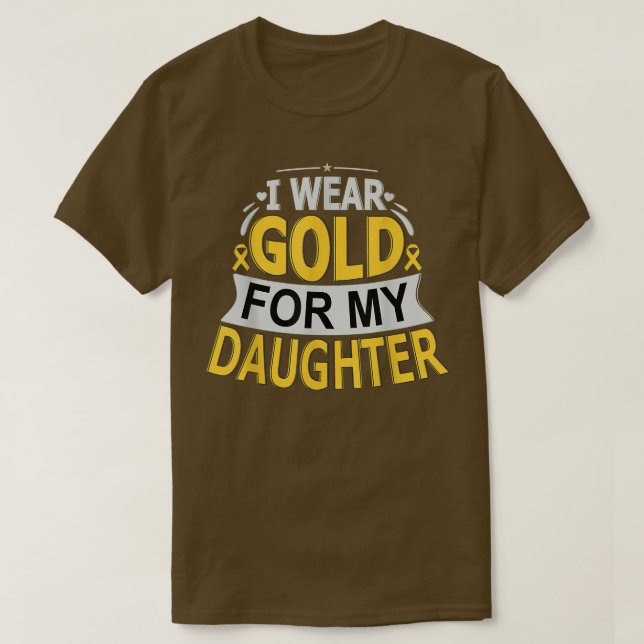 Camiseta Eu Visto Dourado Para A Minha Filha Cancer De Infâ (Frente do Design)
