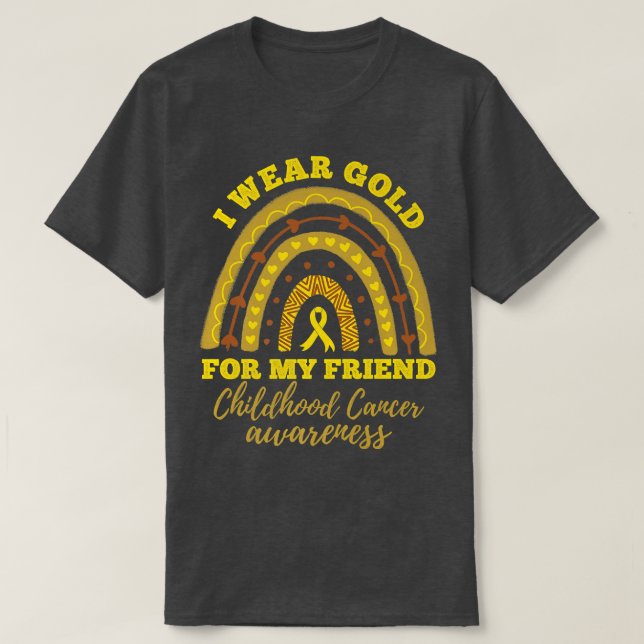 Camiseta Eu Visto Dourado Para O Cancer Da Minha Amiga De I (Frente do Design)