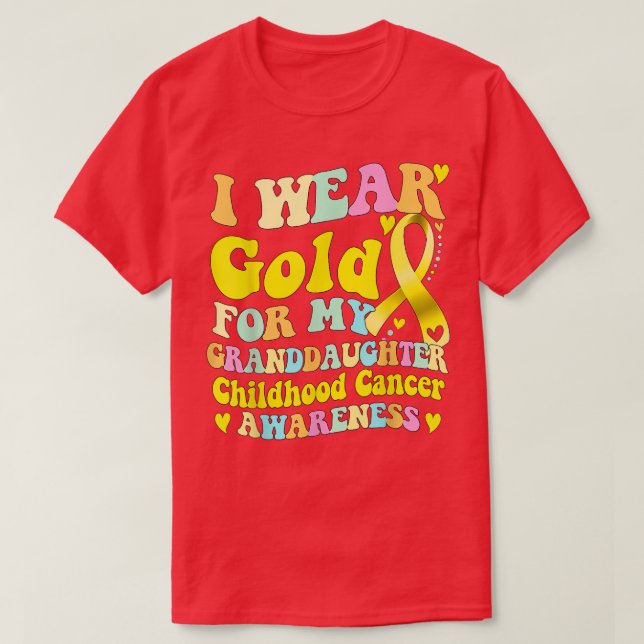Camiseta Eu Visto Dourado para o Cancer da minha neta (Frente do Design)