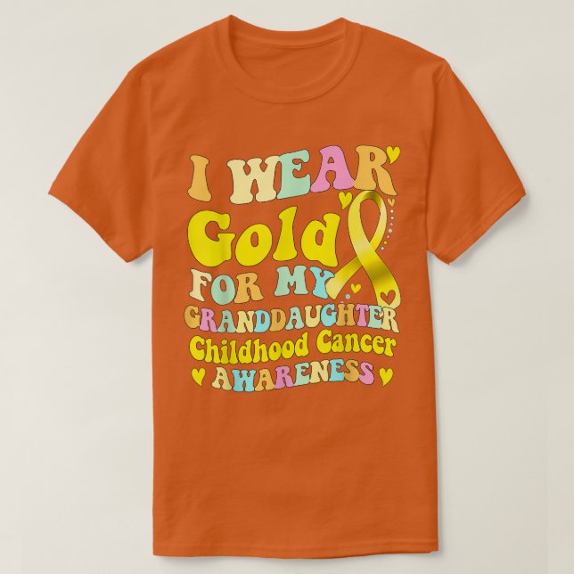 Camiseta Eu Visto Dourado para o Cancer da minha neta  (Frente do Design)