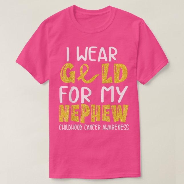 Camiseta Eu Visto Dourado para o Cancer de infância do meu  (Frente do Design)
