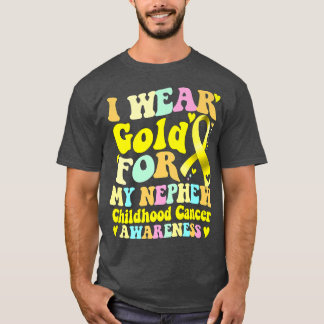 Camiseta Eu Visto Dourado para o Cancer de infância do meu 