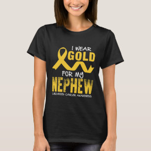 Camiseta Eu Visto Dourado para o Cancer de infância do meu 