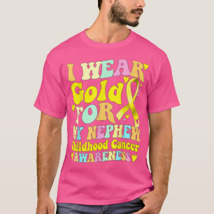 Camiseta Eu Visto Dourado para o Cancer de infância do meu