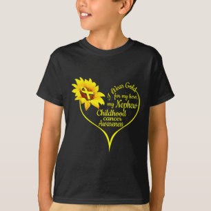 Camiseta Eu Visto Dourado para o Cancer de infância do meu 