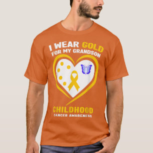Camiseta Eu Visto Dourado para o meu neto Cancer de infânci