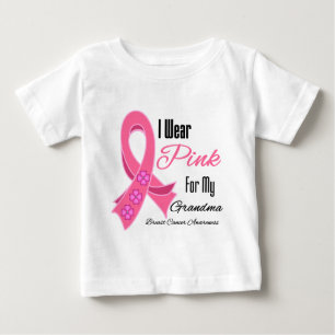 Camiseta Eu Visto Fita Cor-de-Fita Cancer Vovó