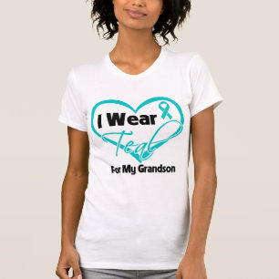 Camiseta Eu Visto Fita De Coração Teal Para O Meu neto