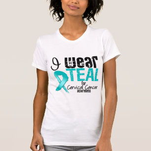 Camiseta Eu Visto Fita Teal Para A Consciência Do Cancer C