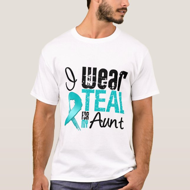 Camiseta Eu Visto Fita Teal Para Minha Tia (Frente)