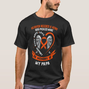Camiseta Eu Visto Laranja em Memória do meu Papa Leucemia A