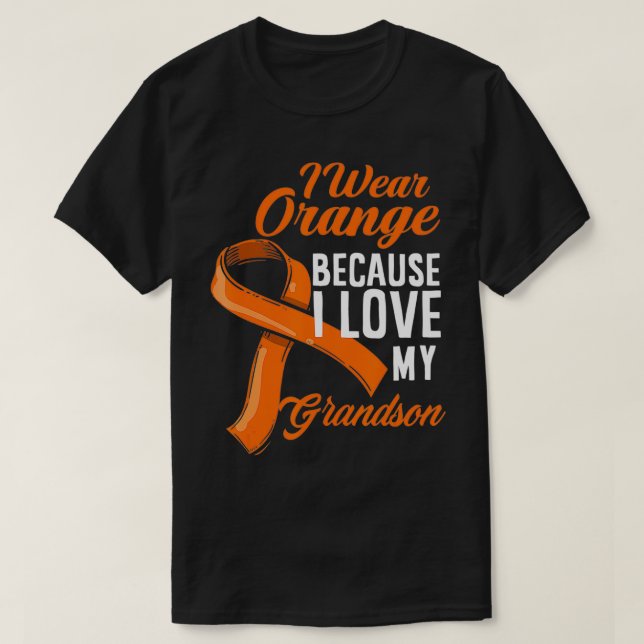 Camiseta Eu Visto Laranja Eu Amo Meu Avô Câncer de rim Awa (Frente do Design)