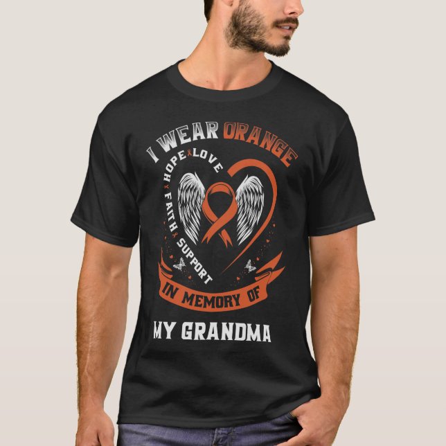 Camiseta Eu Visto Laranja Na Memória Do Cancer Da Vovó Leuc (Frente)