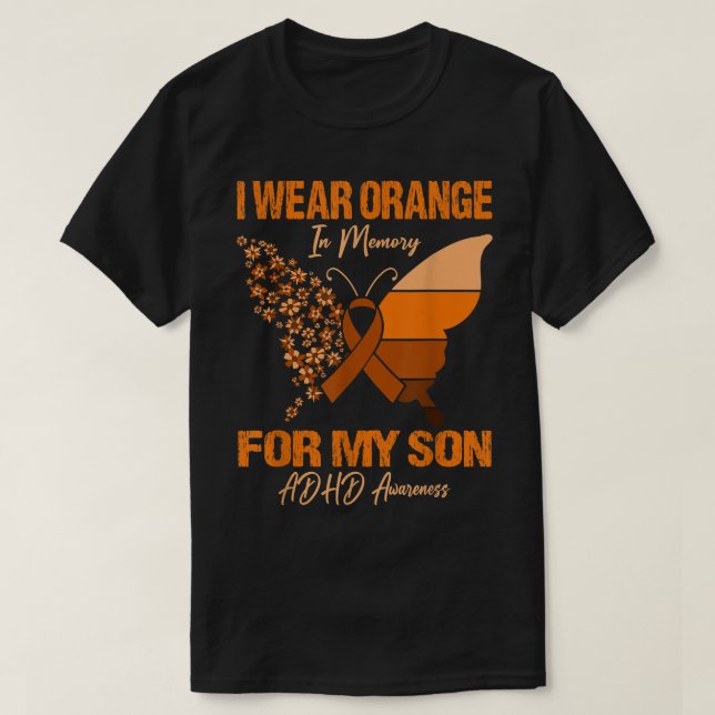 Camiseta Eu Visto Laranja Na Memória Para O Meu Filho Sensi (Frente do Design)