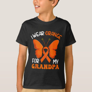 Camiseta Eu Visto Laranja Para Meu Avô Borboleta Leucemia A