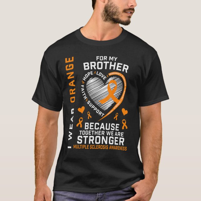 Camiseta Eu Visto Laranja Para Meu Irmão Esclerose Múltipla (Frente)