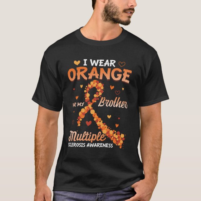 Camiseta Eu Visto Laranja Para Meu Irmão Esclerose Múltipla (Frente)