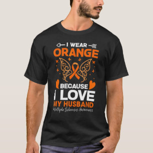 Camiseta Eu Visto Laranja Para Meu Marido Esclerose Múltipl