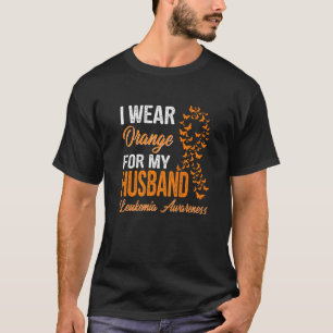 Camiseta Eu Visto Laranja Para Meu Marido Leucemia Sensibil