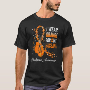 Camiseta Eu Visto Laranja Para Meu Marido Leucemia Sensibil