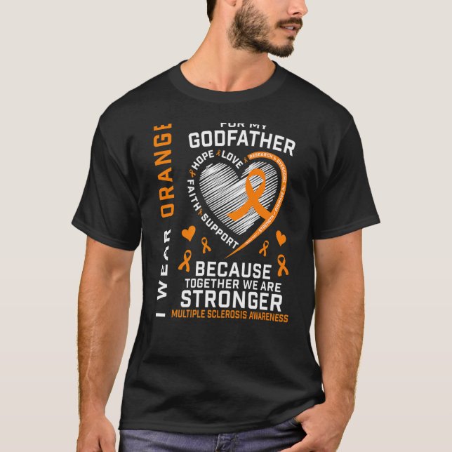 Camiseta Eu Visto Laranja Para Meu Padrinho Esclerose Múlti (Frente)