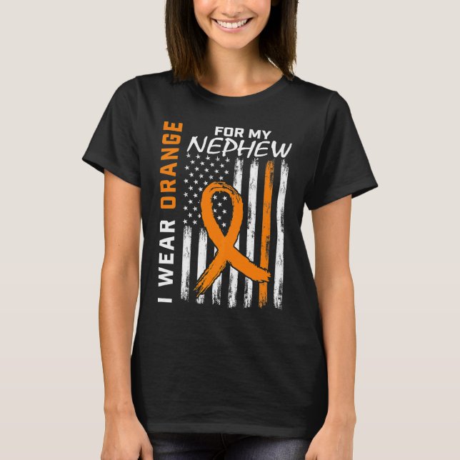 Camiseta Eu Visto Laranja Para Minha Consciência Da Leucemi (Frente)