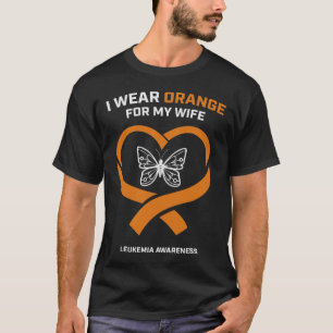 Camiseta Eu Visto Laranja Para Minha Esposa Leucemia Sensib