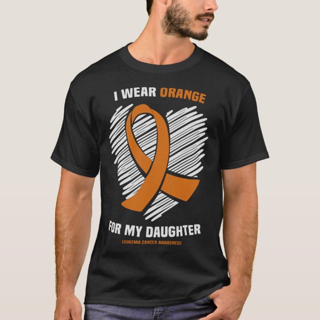 Camiseta Eu Visto Laranja Para Minha Filha, Leucemia Cancer (Frente)