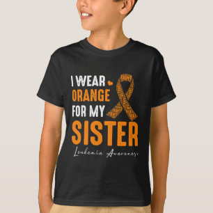 Camiseta Eu Visto Laranja Para Minha Irmã Cancer De Leucemi