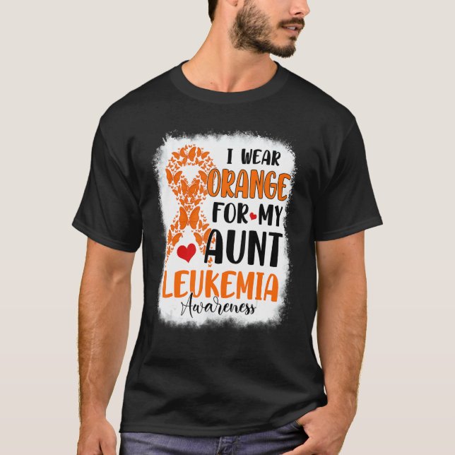 Camiseta Eu Visto Laranja Para Minha Tia Leucemia Mês De Co (Frente)