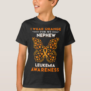 Camiseta Eu visto laranja para o meu Cancer de Leucemia no