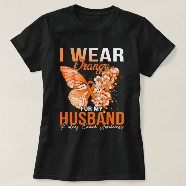 Camiseta Eu Visto Laranja Para O Meu Câncer de rim Marido A (Frente do Design)