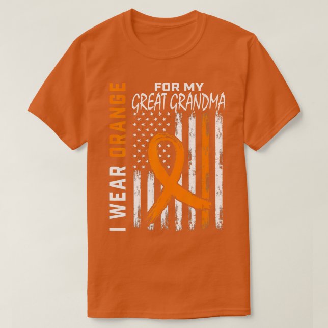 Camiseta Eu Visto Laranja Para O Meu Excelente Avó Leukemia (Frente do Design)