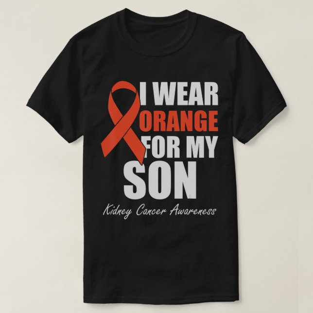 Camiseta Eu Visto Laranja Para O Meu Filho Cancer de rim T (Frente do Design)