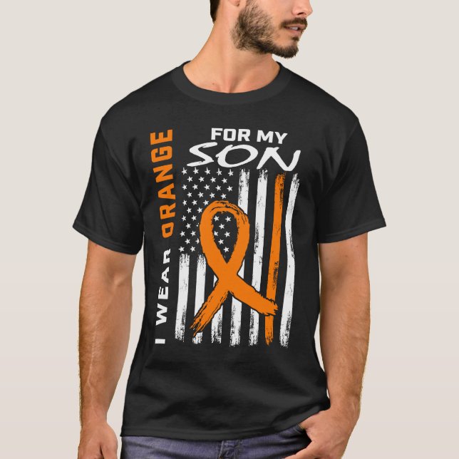 Camiseta Eu Visto Laranja Para O Meu Filho Leucemia Consciê (Frente)