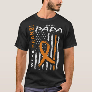 Camiseta Eu Visto Laranja Para O Meu Papá Leucemia Cancer A