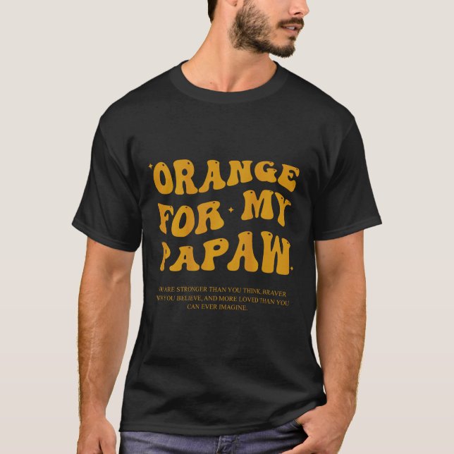 Camiseta Eu Visto Laranja Para O Papaw Leucemia Sensibiliza (Frente)