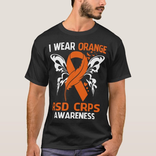 Camiseta Eu Visto Laranja Para Sensibilização RSD CRPS (Frente)