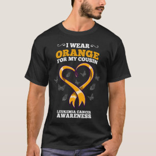 Camiseta Eu Visto Laranja Primo Leucemia Cancer Consciência
