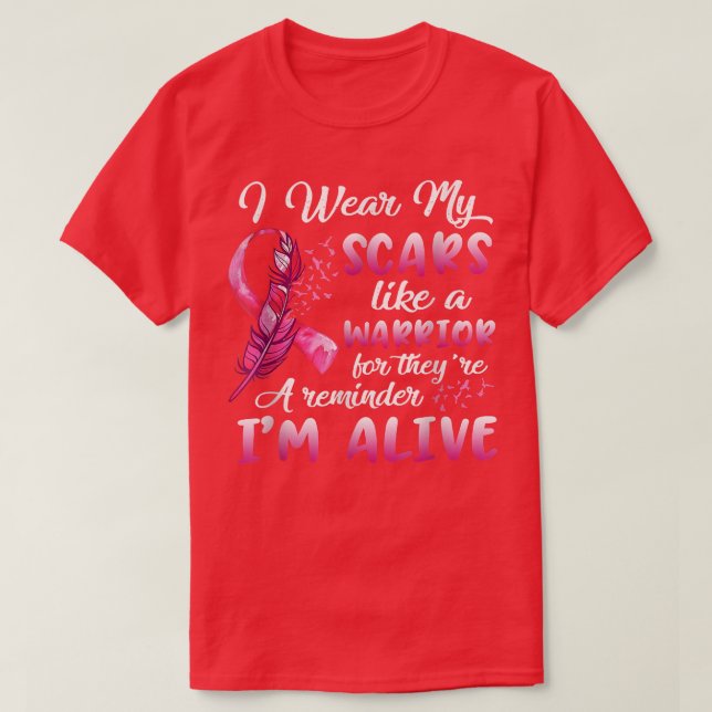 Camiseta Eu visto minhas cicatrizes como um cancer guerreir (Frente do Design)