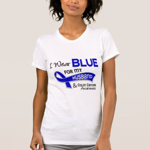 Camiseta Eu visto o azul para meu cancro do cólon do marido
