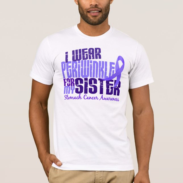 Camiseta Eu visto o cancer de estômago da irmã 6,4 da (Frente)