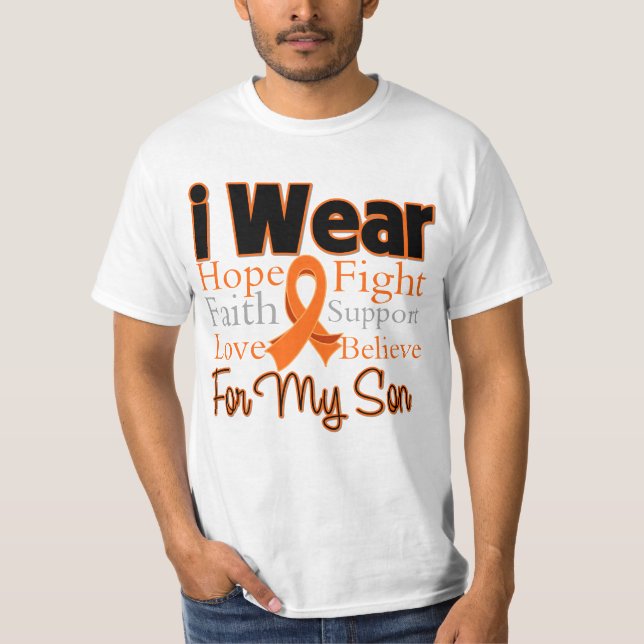 Camiseta Eu Visto o Filho da Colagem de Fita - Leucemia (Frente)