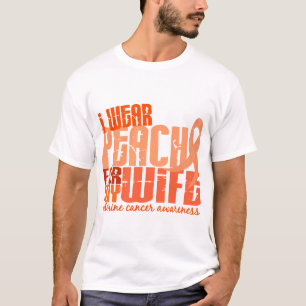 Camiseta Eu visto o pêssego para meu cancer uterina da