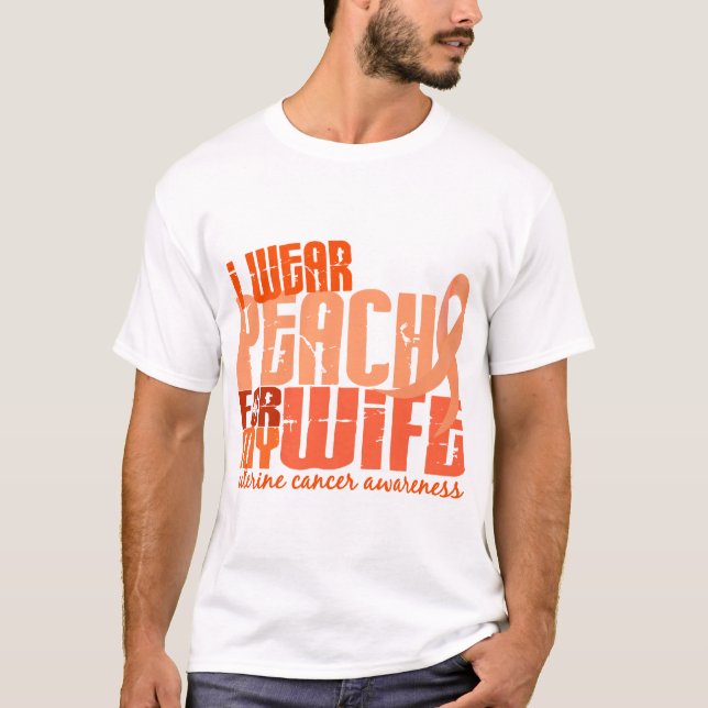 Camiseta Eu visto o pêssego para meu cancer uterina da (Frente)