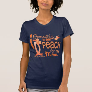 Camiseta Eu visto o pêssego para meu cancer uterina da mamã