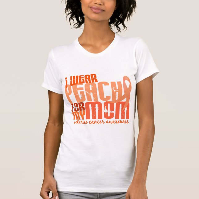 Camiseta Eu visto o pêssego para meu cancer uterina da mamã (Frente)