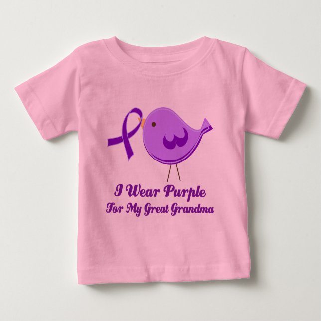 Camiseta Eu visto o roxo para meu excelente - avó (Frente)