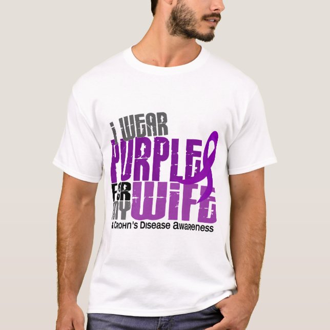 Camiseta Eu visto o roxo para minha doença de Crohn da (Frente)